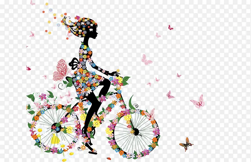 骑自行车的花女