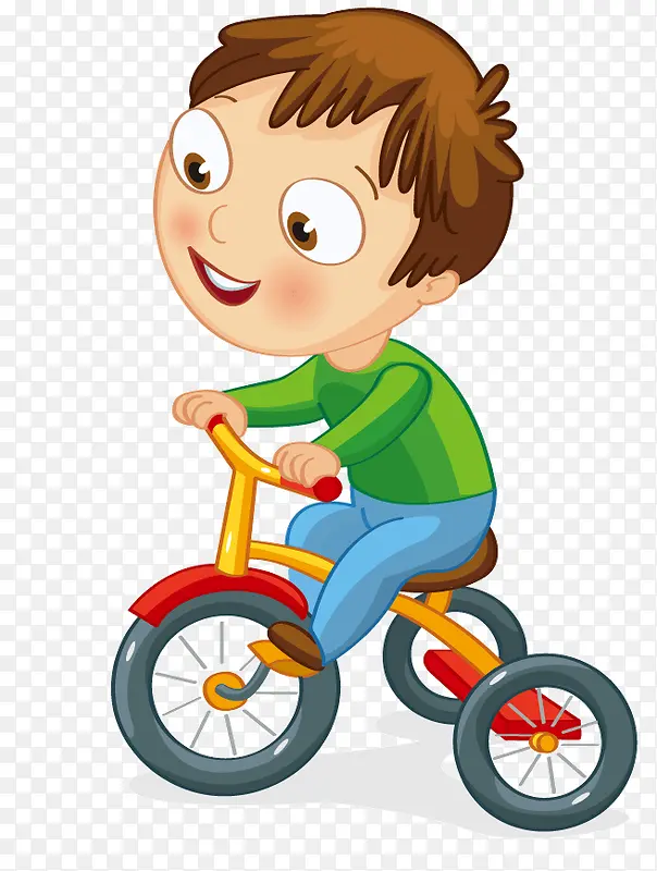 卡通男孩骑单车