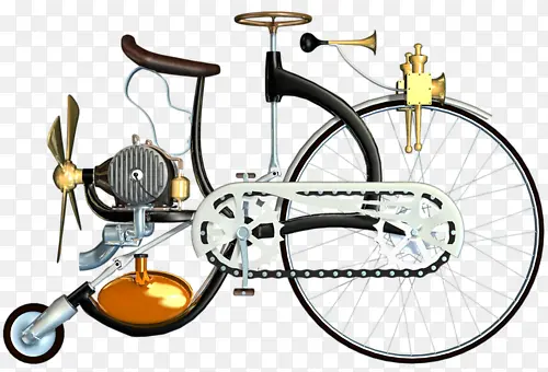 卡通蒸汽自行车
