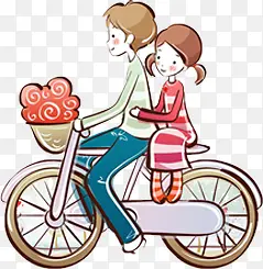 卡通可爱自行车七夕