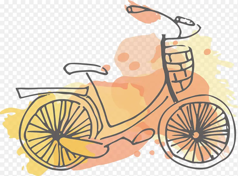 橘色水彩共享单车