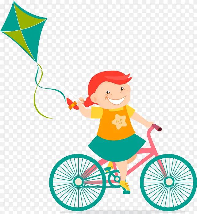 卡通小孩自行车风筝