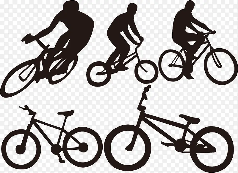 骑车和自行车剪影