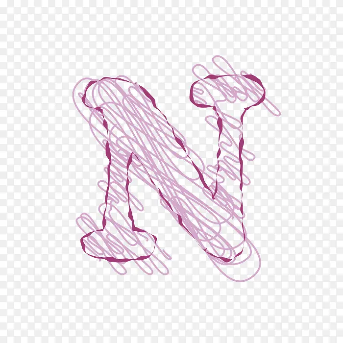 手绘线条字母N