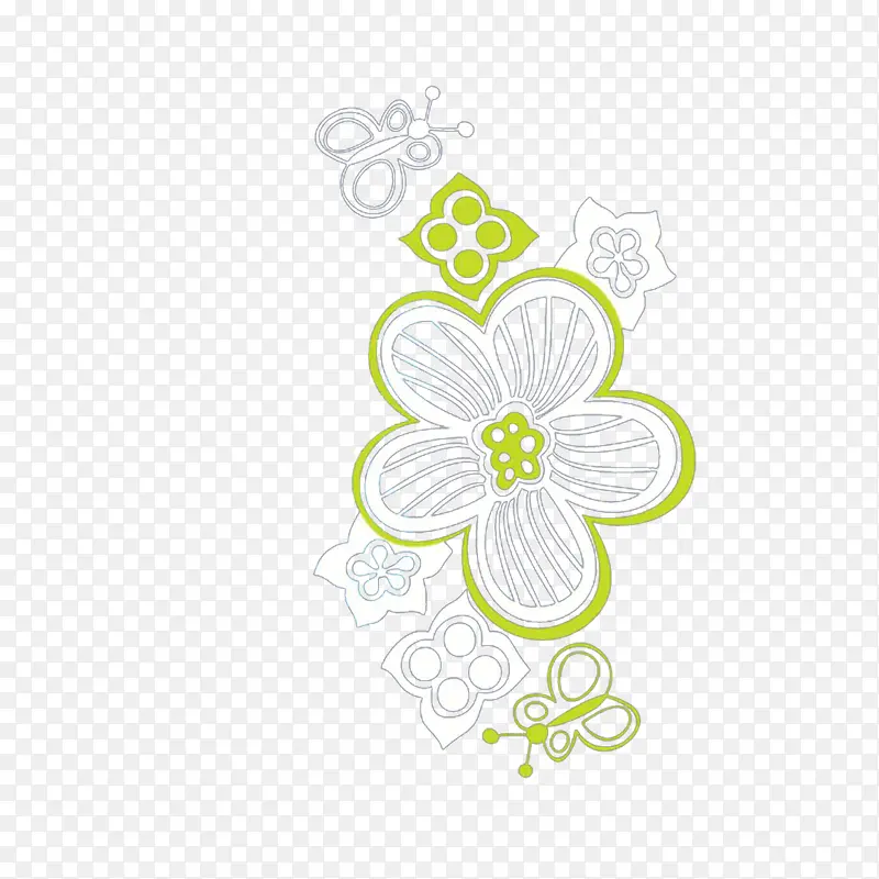 手绘线条花卉