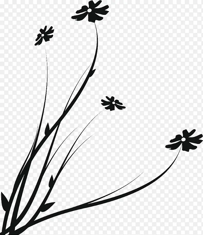 手绘黑色花卉