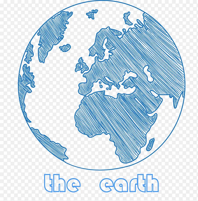 蓝色手绘地球