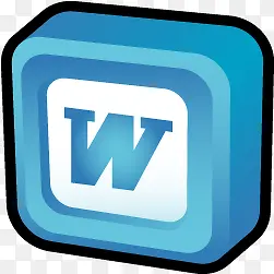 手绘字母W蓝色电脑图标