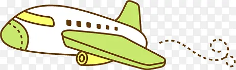 手绘卡通绿色飞机