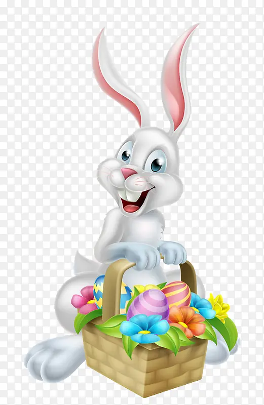 装饰图案提着复活节彩蛋的兔子