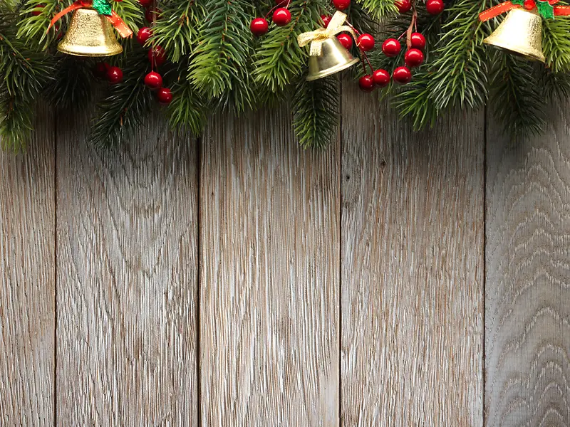 圣诞节铃铛与木板