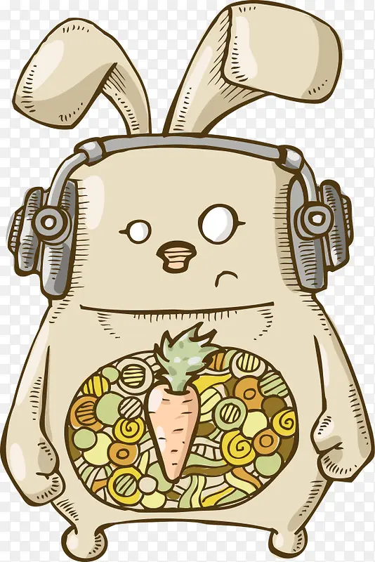 戴耳机的卡通兔子