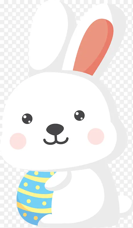 卡通白色兔子抱着鸡蛋