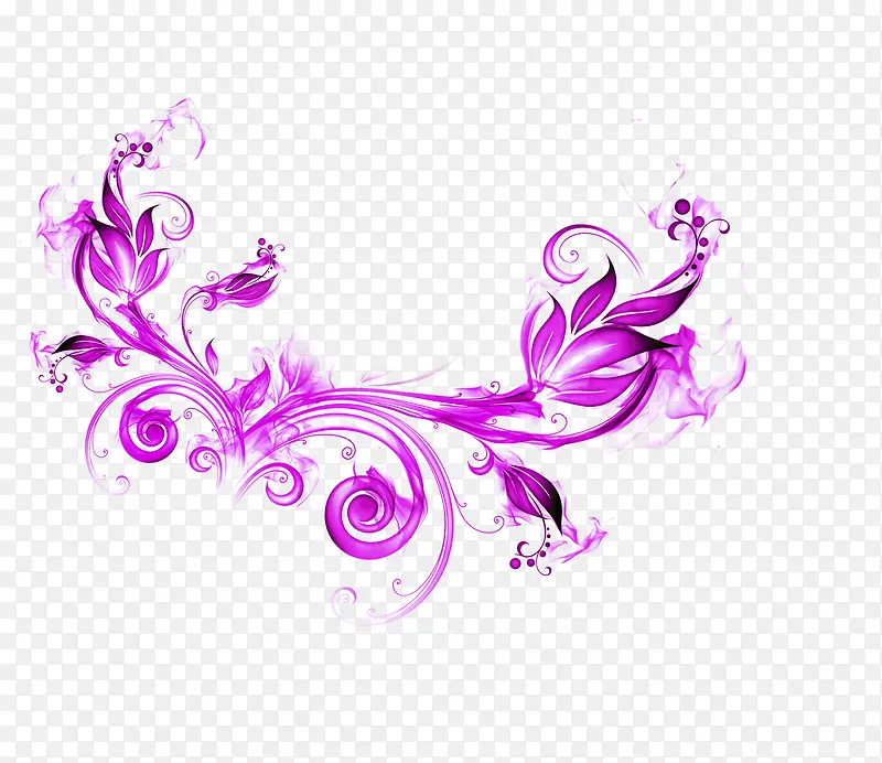 紫色唯美花纹精致手绘