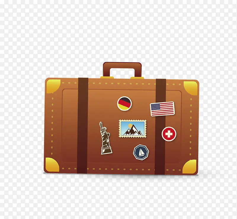 棕色卡通行李箱装饰图案