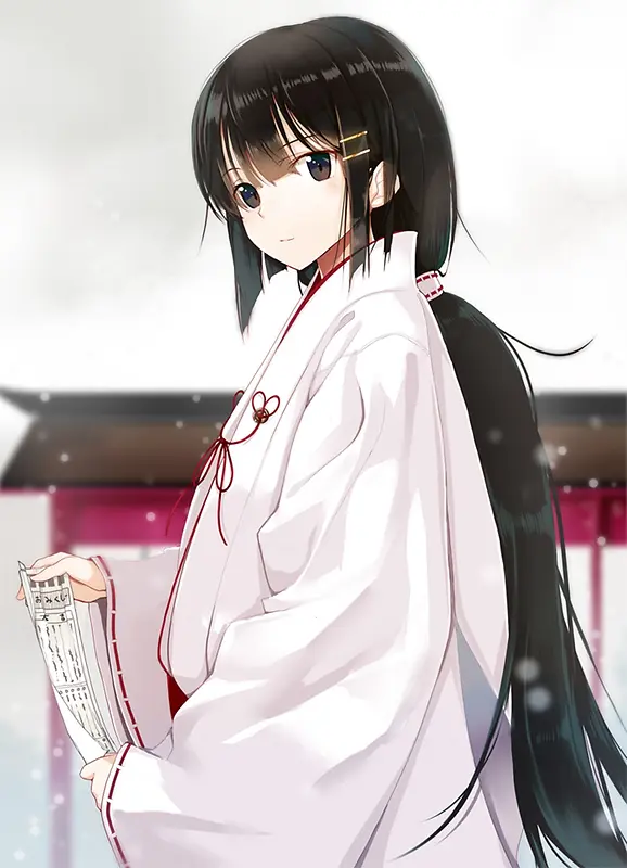 穿日本和服的手绘少女