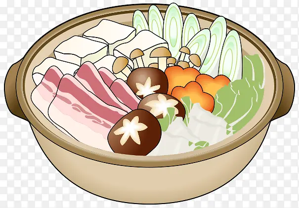 日本食品砂锅矢量图