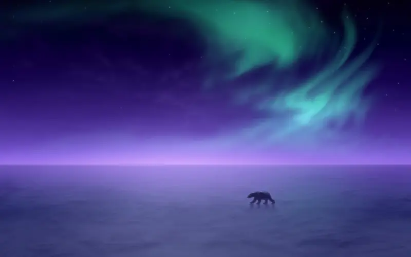 神秘绿色云彩紫色海面
