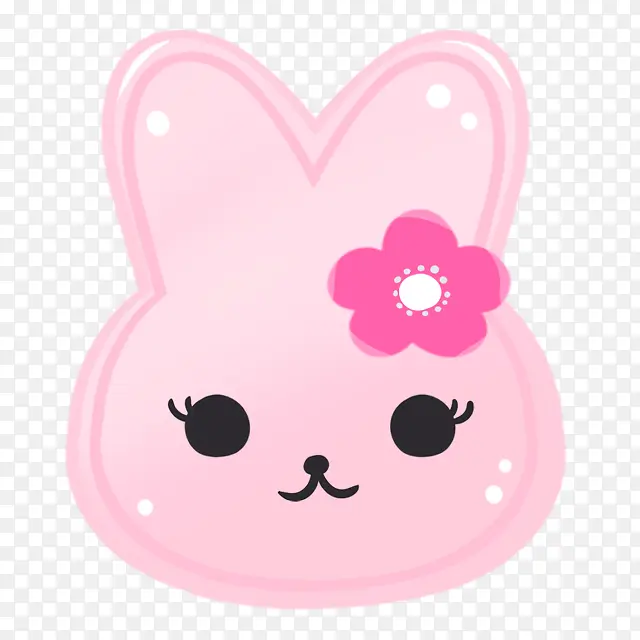 粉色卡通小兔子粉花朵