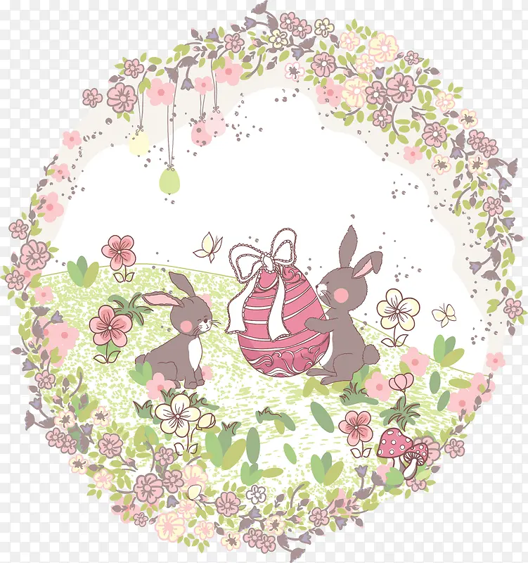 卡通兔子花纹装饰