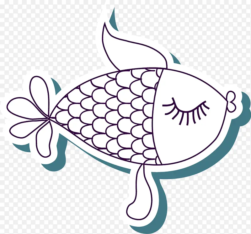 线条动物鱼装饰卡纸