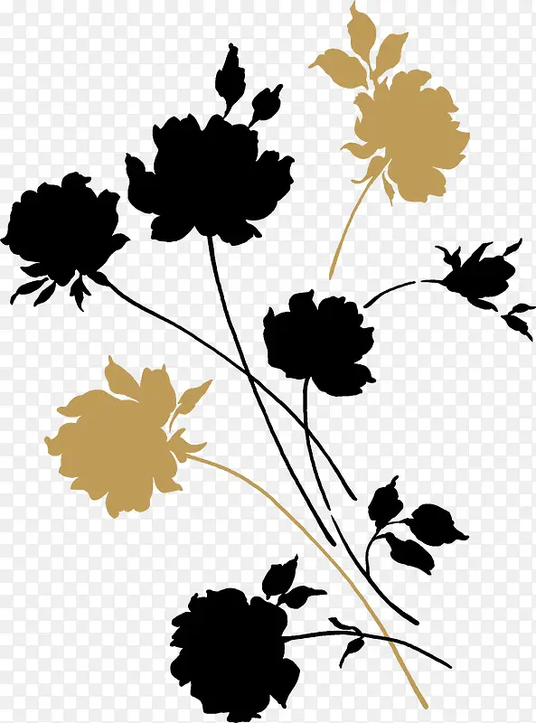 黑色水墨艺术花朵