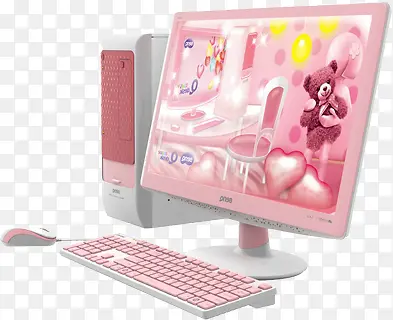 粉色卡通台式电脑