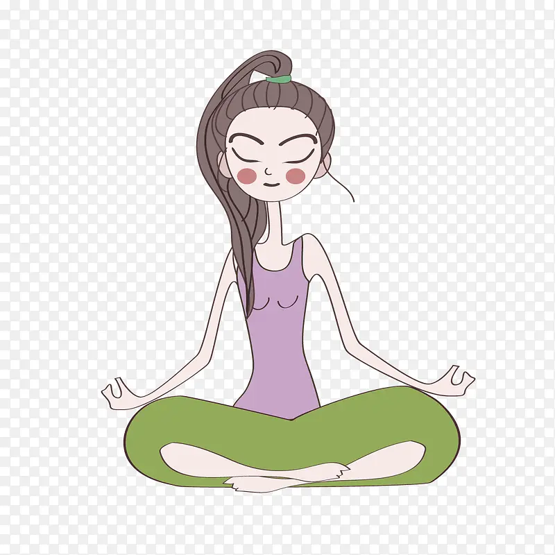 可爱卡通瑜伽女孩