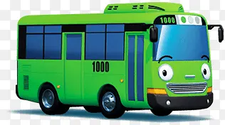 公交车卡通绿色车表情