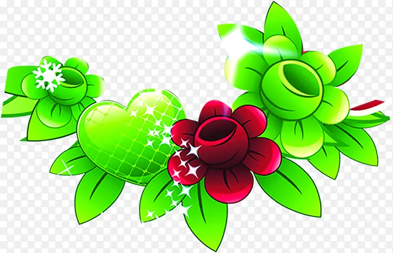 清新绿色爱心花朵