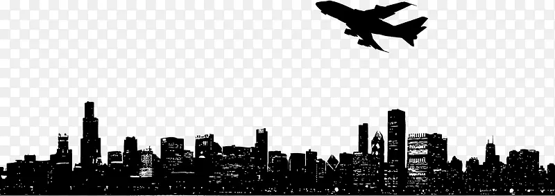 矢量城市剪影和飞机