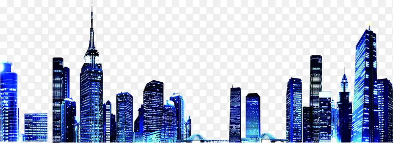 蓝色炫彩城市建筑高楼