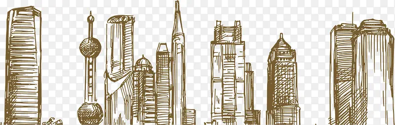 手绘城市高楼都市