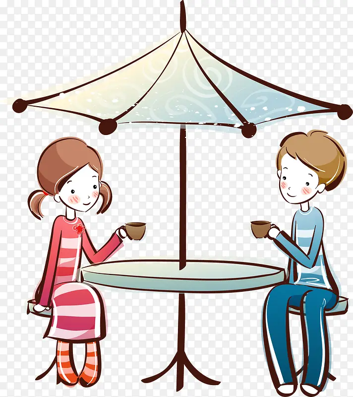 卡通可爱约会人物插画