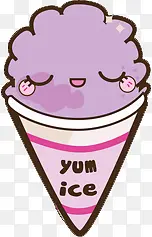 紫色可爱冰淇淋手绘人物