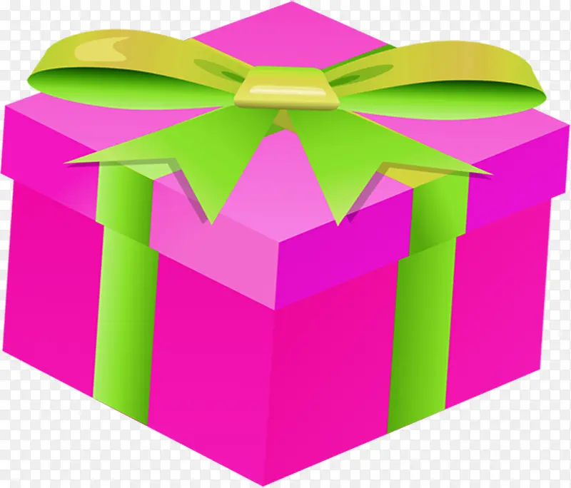 粉色礼盒绿色蝴蝶结