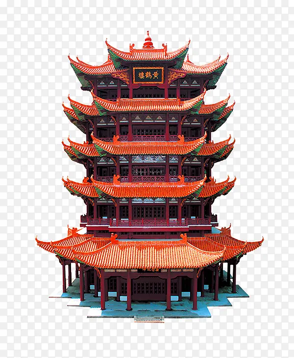 橙色中国风建筑装饰图案