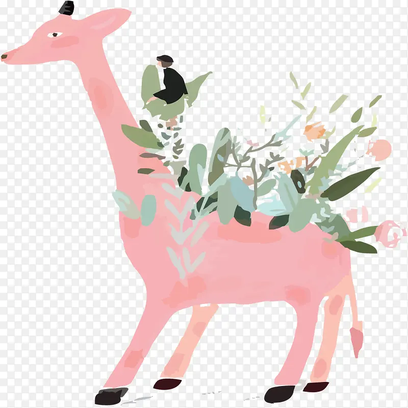 手绘粉色小鹿