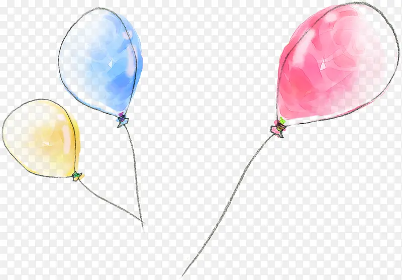 手绘漂浮彩色水彩气球