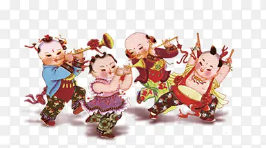 中国风福娃吹喇叭