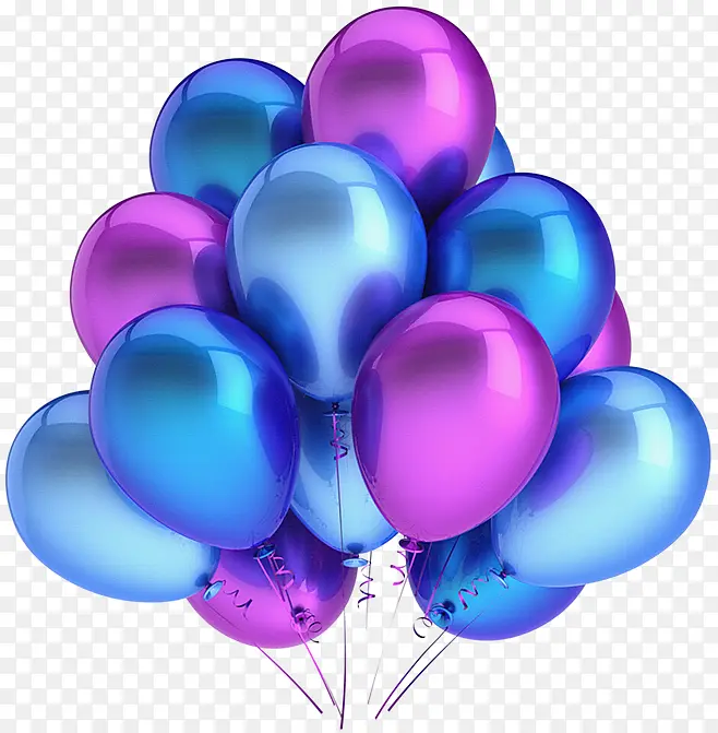 一大捆蓝紫色气球