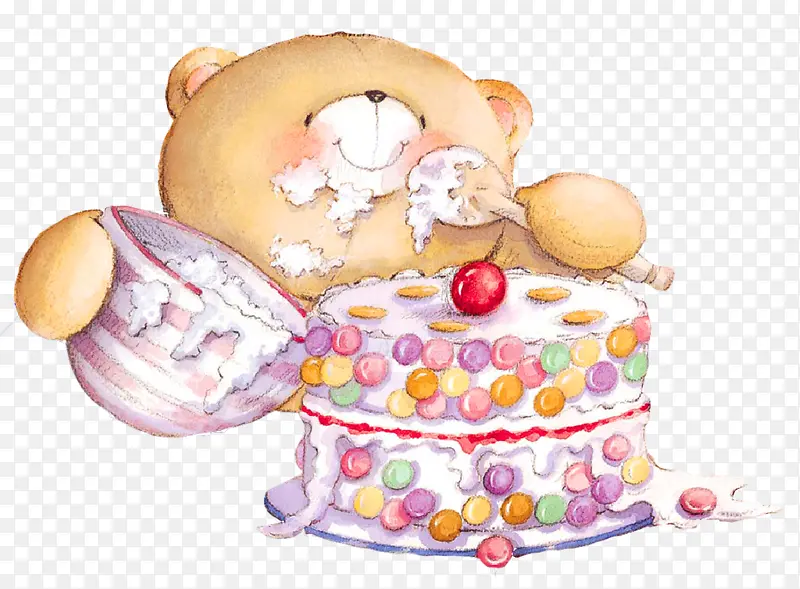 吃蛋糕的小熊