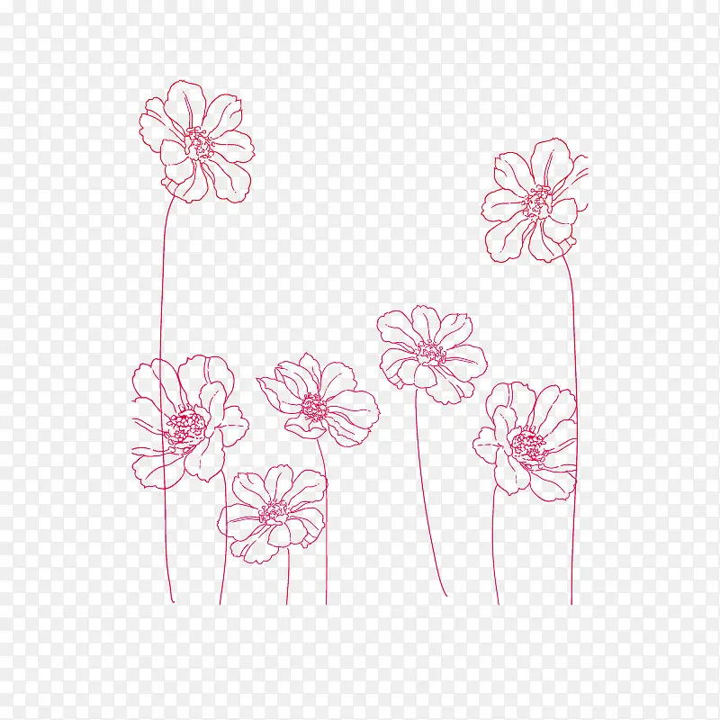线描花朵
