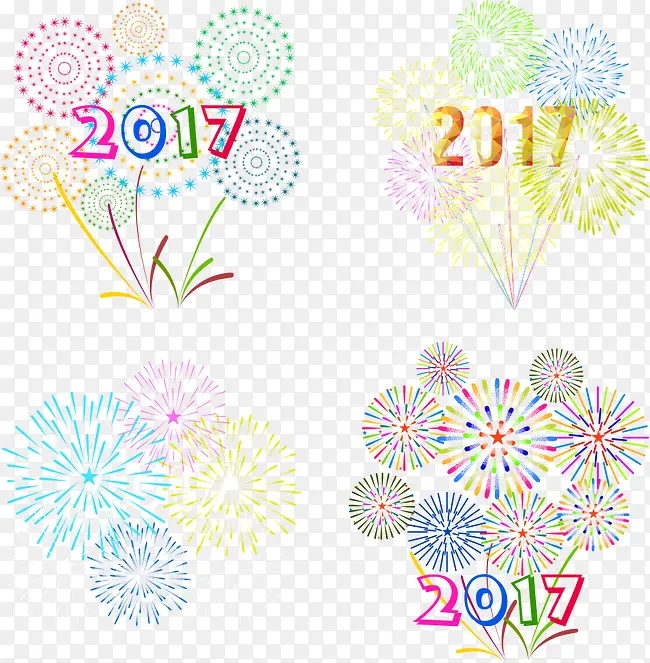 矢量2017新年烟花海报