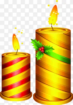 手绘圣诞节黄色蜡烛装饰