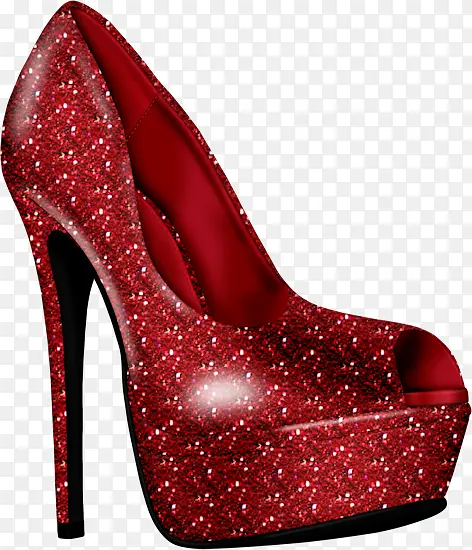 红色亮晶晶女士高跟鞋