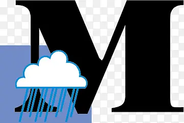 M字母设计 乌云 下雨
