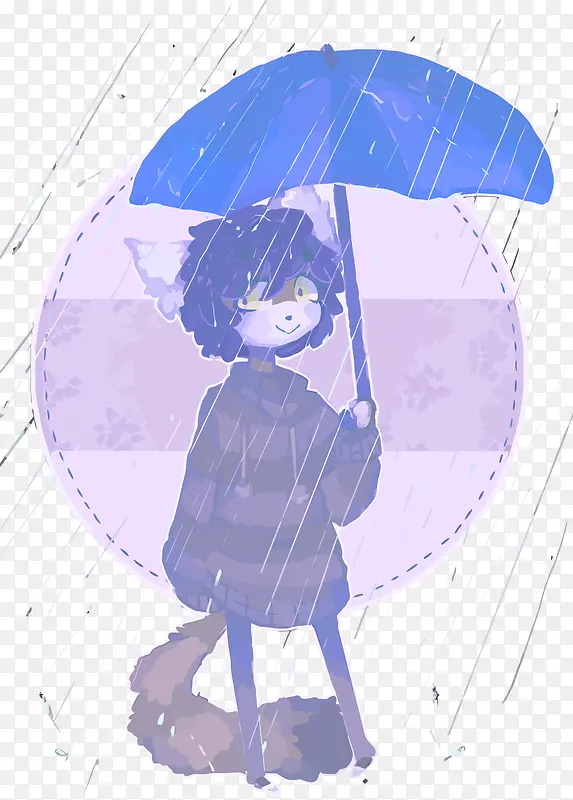 矢量雨中少年