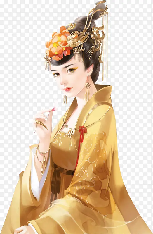 彩绘立绘黄色衣服美女图片