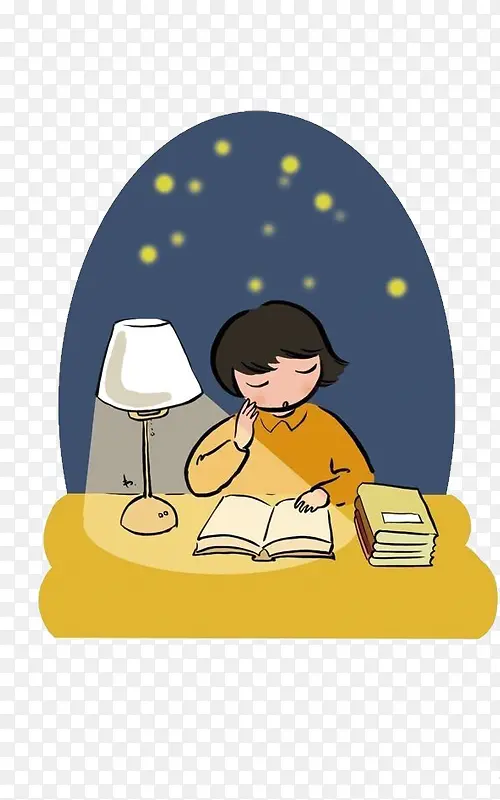 深夜看书的女孩